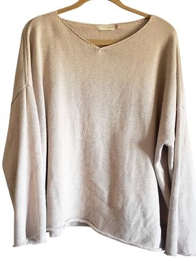 Vintage J. Jill Sweater Womens Beige Oversized Chunky Warm Comfy Layered Top